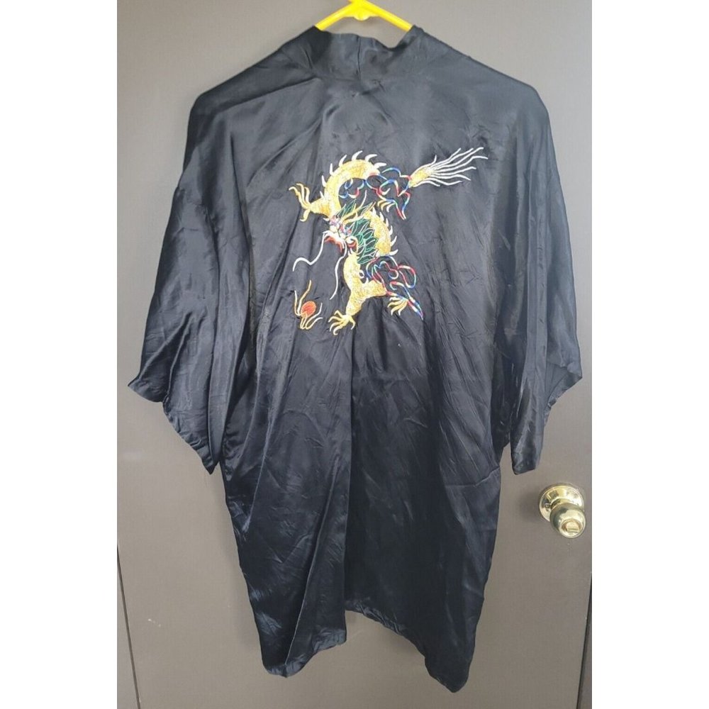 Kimono Black Dragon Goldfish XL Embroidered Colorful Beautiful